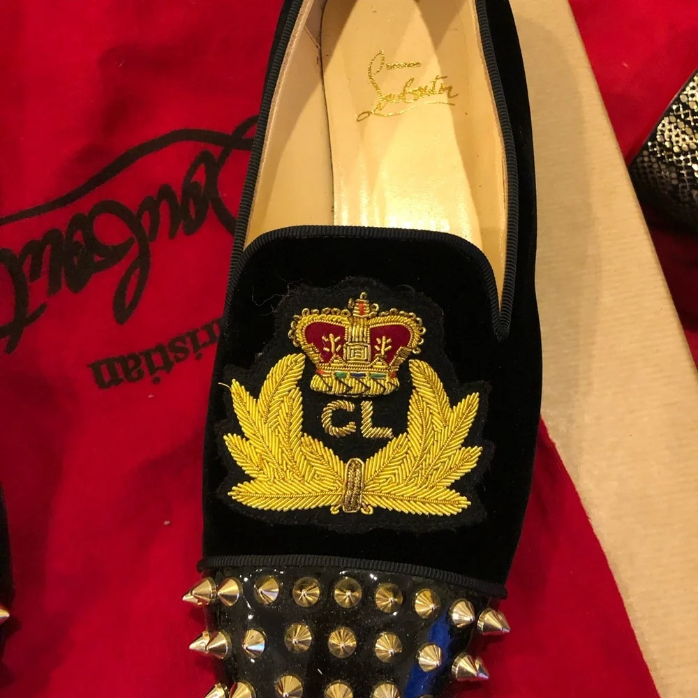 Christian Louboutin gold spikes beatiful loafers good pre own condition 39 - Picture 4 of 15